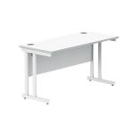 Polaris Rectangular Double Upright Cantilever Desk 1400x600x730mm Arctic White/White KF882353 KF882353