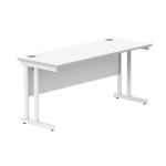 Polaris Rectangular Double Upright Cantilever Desk 1600x600x730mm Arctic White/White KF882354 KF882354