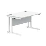 Polaris Rectangular Double Upright Cantilever Desk 1200x800x730mm Arctic White/White KF882355 KF882355