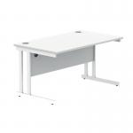 Polaris Rectangular Double Upright Cantilever Desk 1400x800x730mm Arctic White/White KF882356 KF882356