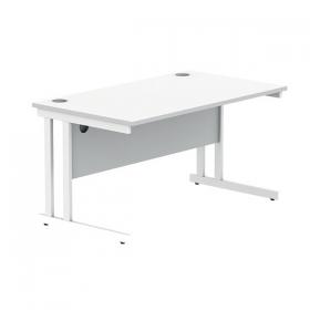 Polaris Rectangular Double Upright Cantilever Desk 1400x800x730mm Arctic White/White KF882356 KF882356