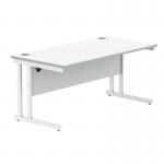 Polaris Rectangular Double Upright Cantilever Desk 1600x800x730mm Arctic White/White KF882357 KF882357