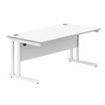 Polaris Rectangular Double Upright Cantilever Desk 1600x800x730mm Arctic White/White KF882357 KF882357