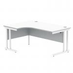 Polaris Left Hand Radial DU Cantilever Desk 1600x1200x730mm Arctic White/White KF882358 KF882358