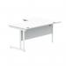 Polaris Left Hand Radial DU Cantilever Desk 1600x1200x730mm Arctic White/White KF882358 KF882358