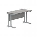 Polaris Rectangular Double Upright Cantilever Desk 1200x600x730mm Alaskan Grey OakSilver KF882360 KF882360