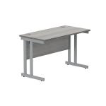 Polaris Rectangular Double Upright Cantilever Desk 1200x600x730mm Alaskan Grey Oak/Silver KF882360 KF882360