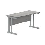 Polaris Rectangular Double Upright Cantilever Desk 1400x600x730mm Alaskan Grey Oak/Silver KF882361 KF882361