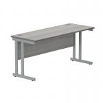 Polaris Rectangular Double Upright Cantilever Desk 1600x600x730mm Alaskan Grey OakSilver KF882362 KF882362