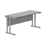 Polaris Rectangular Double Upright Cantilever Desk 1600x600x730mm Alaskan Grey Oak/Silver KF882362 KF882362
