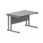 Polaris Rectangular Double Upright Cantilever Desk 1200x800x730mm Alaskan Grey Oak/Silver KF882363 KF882363