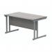 Polaris Rectangular Double Upright Cantilever Desk 1400x800x730mm Alaskan Grey Oak/Silver KF882364 KF882364