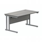 Polaris Rectangular Double Upright Cantilever Desk 1400x800x730mm Alaskan Grey OakSilver KF882364 KF882364