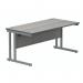 Polaris Rectangular Double Upright Cantilever Desk 1600x800x730mm Alaskan Grey Oak/Silver KF882365 KF882365