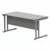 Polaris Rectangular Double Upright Cantilever Desk 1600x800x730mm Alaskan Grey Oak/Silver KF882365 KF882365