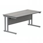 Polaris Rectangular Double Upright Cantilever Desk 1600x800x730mm Alaskan Grey OakSilver KF882365 KF882365