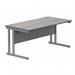 Polaris Rectangular Double Upright Cantilever Desk 1600x800x730mm Alaskan Grey OakSilver KF882365 KF882365