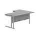 Polaris Left Hand Radial DU Cantilever Desk 1600x1200x730mm Alaskan Grey Oak/Silver KF882366 KF882366