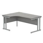 Polaris Left Hand Radial DU Cantilever Desk 1600x1200x730mm Alaskan Grey Oak/Silver KF882366 KF882366