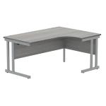 Polaris Right Hand Radial DU Cantilever Desk 1600x1200x730mm Alaskan Grey Oak/Silver KF882367 KF882367