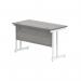 Polaris Rectangular Double Upright Cantilever Desk 1200x600x730mm Alaskan Grey Oak/White KF882368 KF882368