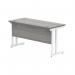 Polaris Rectangular Double Upright Cantilever Desk 1400x600x730mm Alaskan Grey Oak/White KF882369 KF882369