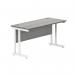 Polaris Rectangular Double Upright Cantilever Desk 1400x600x730mm Alaskan Grey OakWhite KF882369 KF882369