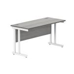 Polaris Rectangular Double Upright Cantilever Desk 1400x600x730mm Alaskan Grey Oak/White KF882369 KF882369