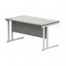 Polaris Rectangular Double Upright Cantilever Desk 1400x800x730mm Alaskan Grey Oak/White KF882370 KF882370