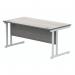 Polaris Rectangular Double Upright Cantilever Desk 1600x800x730mm Alaskan Grey Oak/White KF882371 KF882371