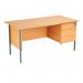 The Serrion Rectangle Desks feature a simple, yet stylish design with a modern finish. The 4 leg desk comes with a 3 drawer pedestal, providing ample storage space. The desk measures 1500x750x725mm, making it the perfect size for any workspace. The Ellmau Beech color adds a touch of warmth to the room.