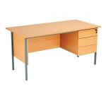 Serrion 4 Leg Desk 3 Drawer Pedestal 1500x750x725mm Ellmau Beech KF882389 KF882389