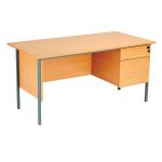 Serrion 4 Leg Desk 2 Drawer Pedestal 1500x750x725mm Ellmau Beech KF882390 KF882390