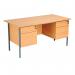 The Serrion Rectangle Desks feature a modern design with clean lines and an Ellmau Beech finish. The 4 Leg Double Pedestal Desk measures 1500x750x725mm, providing ample workspace. The sturdy double pedestal base offers stability while the spacious top allows for efficient organization.