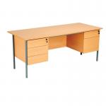 Serrion 4 Leg Desk 1800x750x725mm 2+3 Drawer Pedestal Ellmau Beech KF882397 KF882397