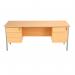 Serrion 4 Leg Desk 1800x750x725mm 2+3 Drawer Pedestal Ellmau Beech KF882397 KF882397