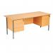 The contemporary Serrion Rectangle Desks feature an elegant 4 Leg Desk design, measuring 1800x750x725mm. With a rich Ellmau Beech finish, this desk is accompanied by a functional 2+3 Drawer Pedestal, providing ample storage space. The overall look is modern and streamlined, perfect for any office setting.