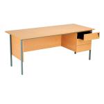 Serrion 4 Leg Desk 1800x750x725mm 3 Drawer Pedestal B Ellmau Beech KF882398 KF882398