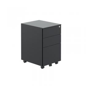 VOW Jemini Contract 3 Drawer Mobile Desk Pedestal 380x470x615 Black KF90689 KF90689