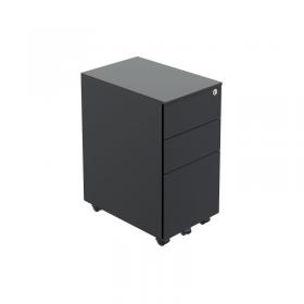 Jemini Contract Steel 3 Drawer Mobile Pedestal Slimline 300x470x615mm Black KF90691 KF90691