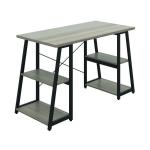 First Soho Desk with Angled Shelves 1300x600x770mm Grey Oak/Black KF90956 KF90956