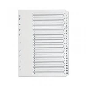 Q-Connect 1-25 Index Multi-Punched Reinforced Board Clear Tab A4 White KF97056 KF97056