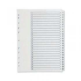 Q-Connect 1-25 Index Multi-Punched Reinforced Board Clear Tab A4 White KF97056 KF97056