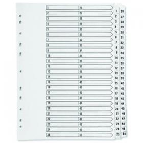 Q-Connect 1-50 Index Multi-Punched Reinforced Board Clear Tab A4 White KF97057 KF97057