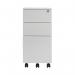 First 3 Drawer Under Desk Pedestal Slimline Steel 300x470x615mm White KF98516 KF98516