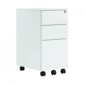 First 3 Drawer Under Desk Pedestal Slimline Steel 300x470x615mm White KF98516 KF98516