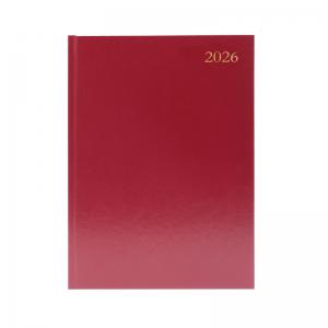 Q-Connect  Desk Diary Day Per Page Appointment A5 Burgundy 2026