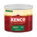 The picture shows a 500g jar of Kenco Decaf Coffee, labeled as Kenco Decaffeinated Freeze Dried Instant Coffee. The coffee is in a powdered form and appears to be rich and dark in color. A red label with the Kenco logo is prominently displayed on the jar. The background is a clean white, allowing the coffee to be the main focus of the image.