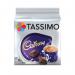 A colorful photo of Tassimo Hot Chocolate Pods, featuring the iconic Cadbury logo, arranged neatly in 5 packs of 8 capsules each. The delicious aroma of rich, creamy hot chocolate emanates from the packaging, enticing your taste buds and warming your soul. Perfect for a cozy night in or a sweet treat anytime.