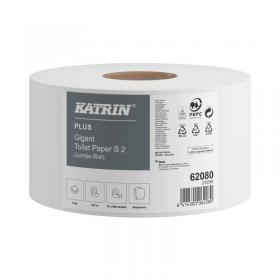 Katrin Gigant Toilet Roll 2-Ply 60mm Core Refill (Pack of 12) 62080 KZ06208